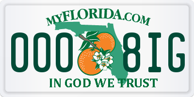 FL license plate 0008IG