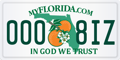 FL license plate 0008IZ