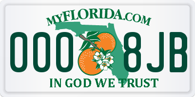 FL license plate 0008JB