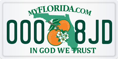 FL license plate 0008JD