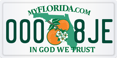 FL license plate 0008JE