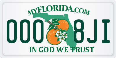 FL license plate 0008JI