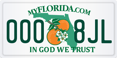 FL license plate 0008JL