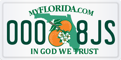 FL license plate 0008JS