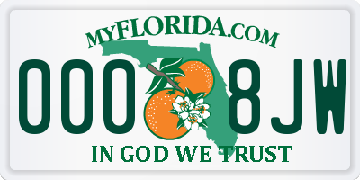 FL license plate 0008JW