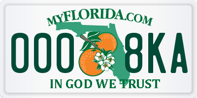 FL license plate 0008KA