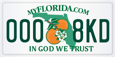 FL license plate 0008KD