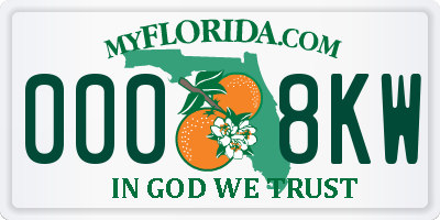 FL license plate 0008KW