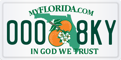 FL license plate 0008KY