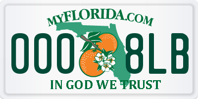 FL license plate 0008LB