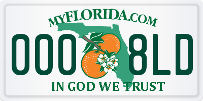 FL license plate 0008LD