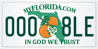 FL license plate 0008LE