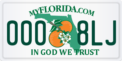 FL license plate 0008LJ