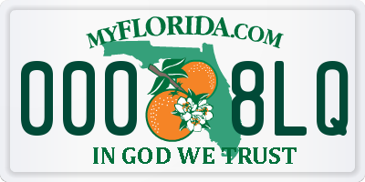 FL license plate 0008LQ