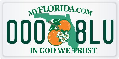 FL license plate 0008LU