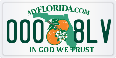 FL license plate 0008LV