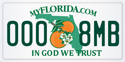 FL license plate 0008MB