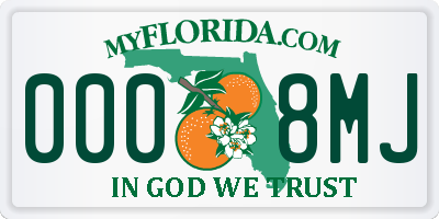 FL license plate 0008MJ