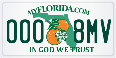 FL license plate 0008MV