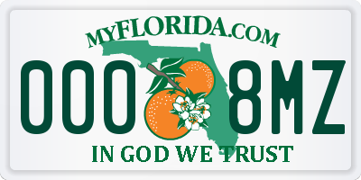 FL license plate 0008MZ