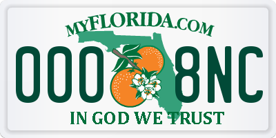 FL license plate 0008NC