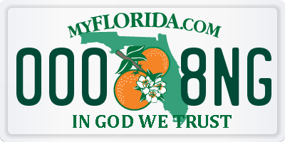 FL license plate 0008NG