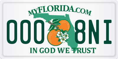 FL license plate 0008NI