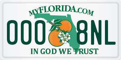 FL license plate 0008NL