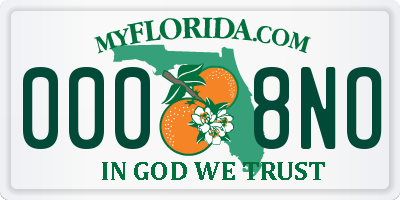 FL license plate 0008NO