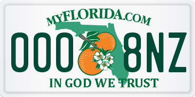 FL license plate 0008NZ