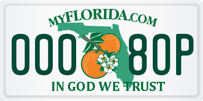 FL license plate 0008OP