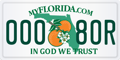 FL license plate 0008OR