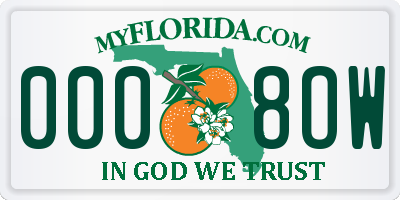 FL license plate 0008OW