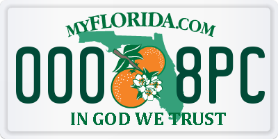 FL license plate 0008PC