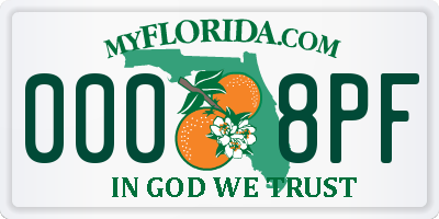 FL license plate 0008PF