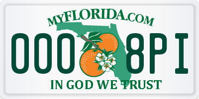 FL license plate 0008PI