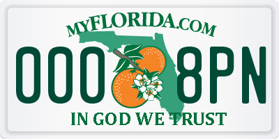 FL license plate 0008PN