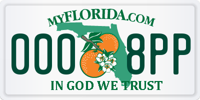 FL license plate 0008PP