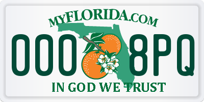 FL license plate 0008PQ