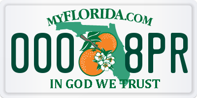 FL license plate 0008PR