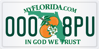 FL license plate 0008PU