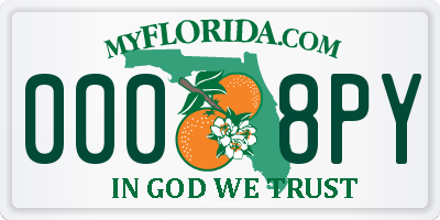 FL license plate 0008PY