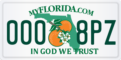 FL license plate 0008PZ