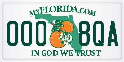 FL license plate 0008QA