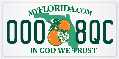 FL license plate 0008QC