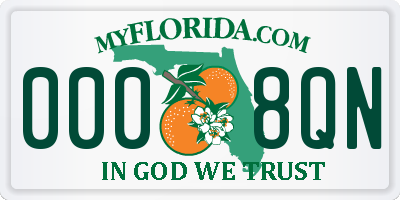 FL license plate 0008QN