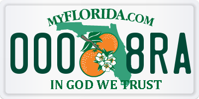 FL license plate 0008RA