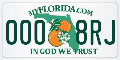 FL license plate 0008RJ