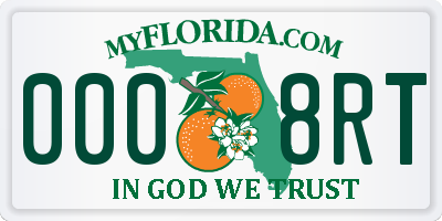 FL license plate 0008RT