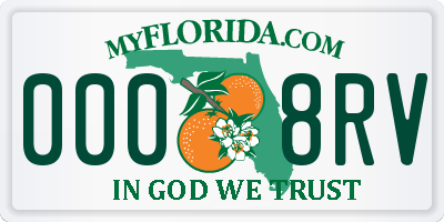 FL license plate 0008RV